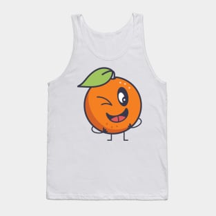 Kawaii Winking Orange Tank Top